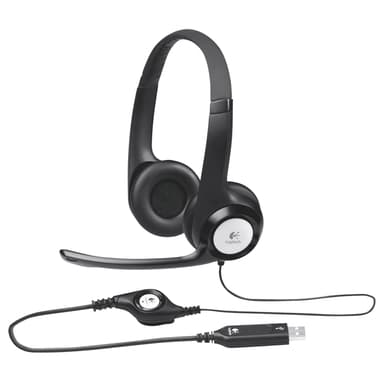 Logitech H390 On-Ear Headphones
Wired, USB, Rotating Microphone, Black