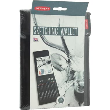 Derwent Sketching Wallet: Pencils;Blender;Eraser;Sharpener;Sketch Pad General Craft Tool
18.5 X 24 cm, Black