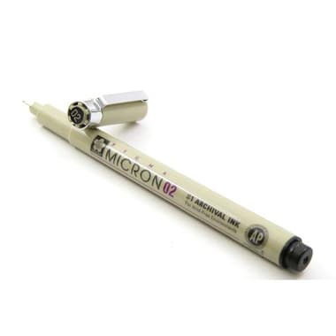 Sakura Pigma Micron 02 Drawing Pen
Black Ink Color, 0.3 mm, Fine Tip,