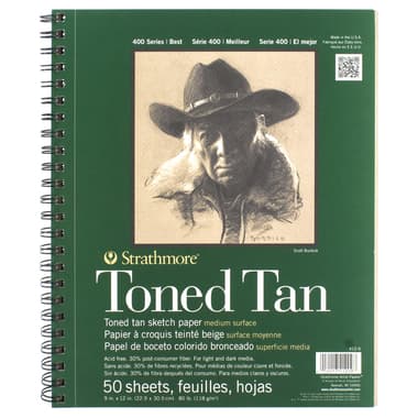Strathmore Toned Tan Sketch Pad
Perforated, 118 gsm, Tan, 23 X 30.5 cm, 50 Sheets