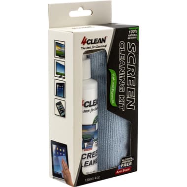 4Clean Cleaning Solution;Microfiber Cloth Screen Cleaning Kit
Screen Cleaner: 120 ml