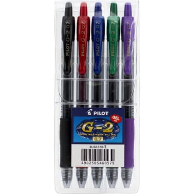 بايلوت 2 -جي قلم حبر جل
أزرق;أسود;أحمر;أخضر;بنفسجي لون الحبر, 0.7 MM, رأس حبر كروية, قطع 5