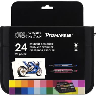 Winsor & Newton ProMarker Student Designer - Wallet Set (24 Colors) Graphic Art Marker
Assorted Color, Twin Tip