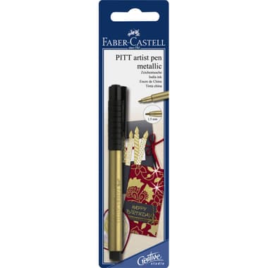 Faber-Castell PITT Artist Metallic Drawing Pen
Gold Ink Color, 1.5 mm, Round Tip Fineliner