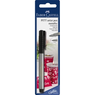 Faber-Castell PITT Artist Metallic Drawing Pen
Silver Ink Color, 1.5 mm, Round Tip Fineliner