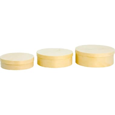 Wooden Accent
Box with Cover (3 Pieces), Round, Natural, 16.50 cm ( 6.50 in )X 6.00 cm ( 2.36 in )