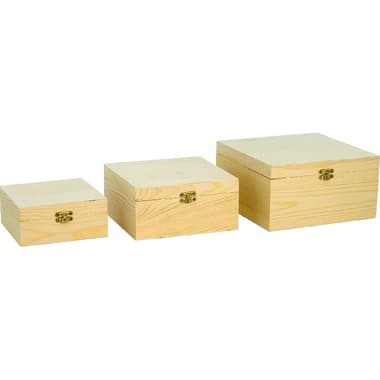 Wooden Accent
Box with Cover (3 Pieces), Square, Natural, 19.00 cm ( 7.48 in )X 10.00 cm ( 3.94 in )