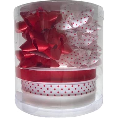 Gift Self Stick Bows
Red/Printed/White, Satin