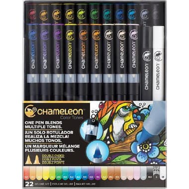 CHAMELEON Color Tones Deluxe Set (22 Colors) Graphic Art Marker
Assorted Color, Twin Tip