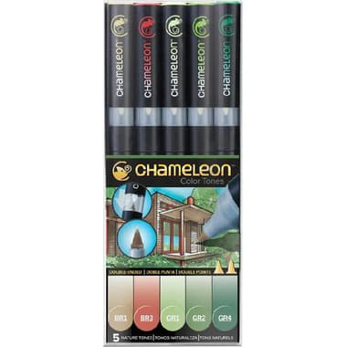 CHAMELEON Color Tones 5 Pen Nature Tones Graphic Art Marker
Assorted Color, Twin Tip