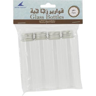 Royal Falcon Glass Bottle with Aluminum Cap
22 X 95 mm, Tube, Clear,