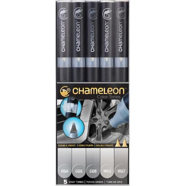 CHAMELEON Color Tones 5 Pen Gray Tones Graphic Art Marker
Assorted Color, Twin Tip