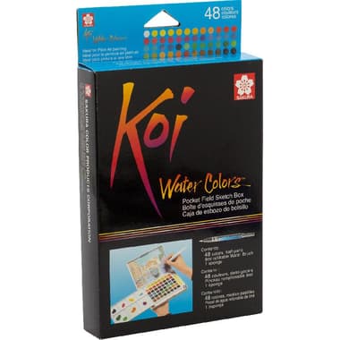 Sakura Koi Pocket Field Sketch Box Watercolor Set
48 Colors;Brush;Palette