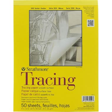 Strathmore 300 Tracing Paper
41 gsm, Clear, 9 X 12 in, 50 Sheets