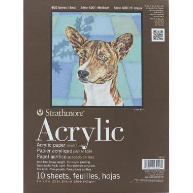 Strathmore 400 Acrylic Painting Pad
Heavyweight, Linen Finish, 400 gsm, White, 9 X 12 in, 10 Sheets