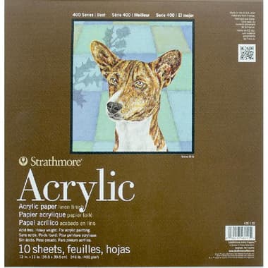 Strathmore 400 Acrylic Painting Pad
Heavyweight, Linen Finish, 400 gsm, White, 12 X 12 in, 10 Sheets