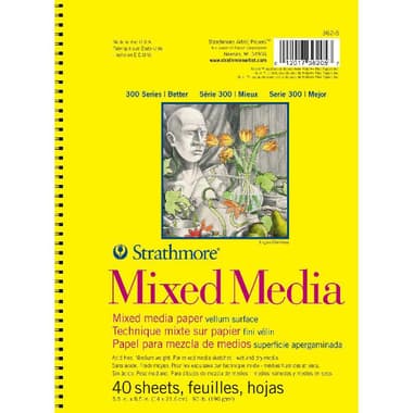 Strathmore 300 Mixed Media Pad
190 gsm, White, 5.5 X 8.5 in, 40 Sheets