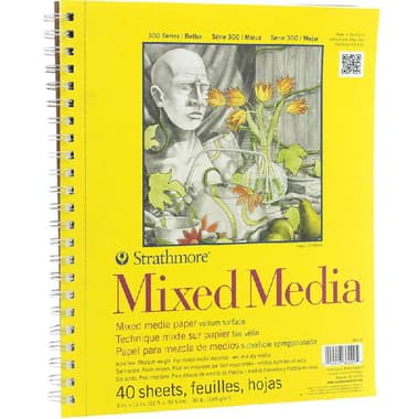 Strathmore 300 Mixed Media Pad
190 gsm, White, 9 X 12 in, 40 Sheets