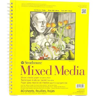 Strathmore 300 Mixed Media Pad
190 gsm, White, 11 X 14 in, 40 Sheets