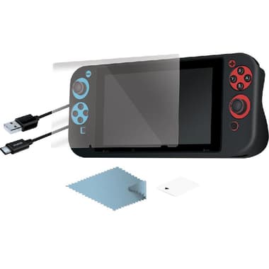 dreamGEAR Essentials Bundle Comfort Grip;Screen Protector;Car Charger;C Type Cable;Cleaning Cloth
for (Nintendo) Switch, Black