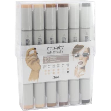 COPiC Sketch Skin Tone Set (12 Colors) Graphic Art Marker
Assorted Color, Twin Tip