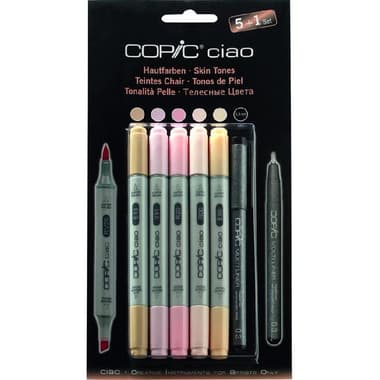 COPiC Ciao 5 + 1 Set - Skin Tone Graphic Art Marker
Assorted Color, Twin Tip
