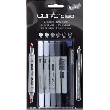 COPiC Ciao 5 + 1 Set - Grey Tone Graphic Art Marker
Assorted Color, Twin Tip