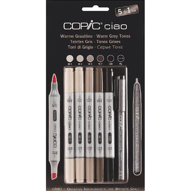 COPiC Ciao 5 + 1 Set - Warm Grey Tone Graphic Art Marker
Assorted Color, Twin Tip