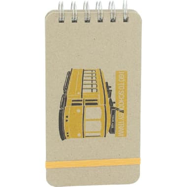 Roco Memo Notebook
"I Go To School By Tram", 3.7 X 6.8 in, 160 Pages (80 Sheets), Blank/Ruled, Beige/Yellow