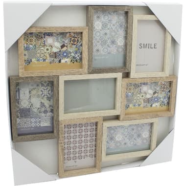 Photo Frame
8 Opening, for Wall, 3.5 X 5.5 in, Natural, Acrylic/Wood
