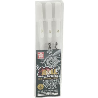 Sakura Gelly Roll Gel Ink Pen
White Ink Color, 0.5;0.8;1 mm, Ballpoint, 3 Pieces