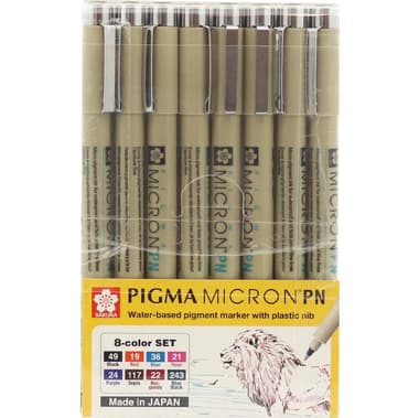 Sakura Pigma Micron Drawing Pen
Assorted Ink Color, Plastic Nib, 8 Pieces
