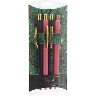 Tropical Rollerball Pen
Black Ink Color, Medium, Ballpoint, 4 Pieces