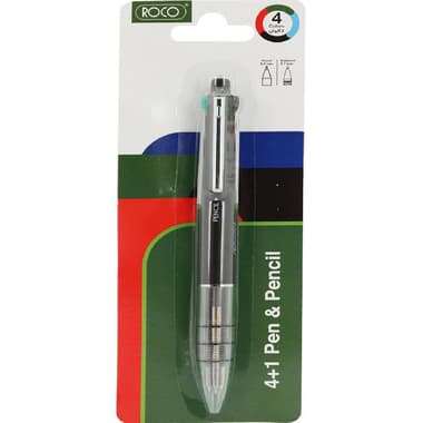 Roco Jet 4 + 1 Multi-Function Pen
Blue;Black;Red;Green Ink Color, Pen: 0.7 mm;Pencil: 0.5 mm, Ballpoint,