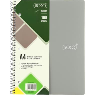 Roco Neon Notebook
A4, 200 Pages (100 Sheets), Lined, Light Grey