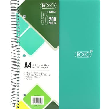 Roco Neon Notebook
A4, 200 Sheets, Lined, Green