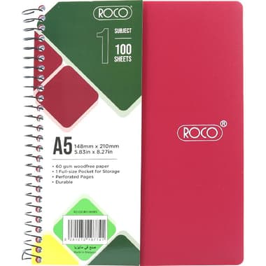 Roco Neon Notebook
A5, 100 Sheets, Lined, Maroon