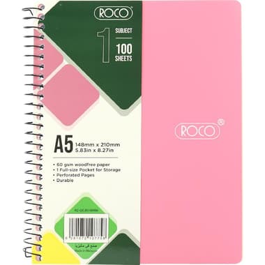 Roco Neon Notebook
A5, 100 Sheets, Lined, Pink