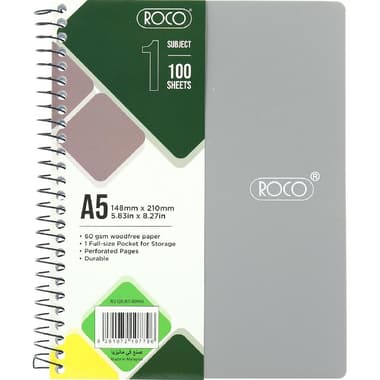 Roco Neon Notebook
A5, 100 Sheets, Lined, Light Grey
