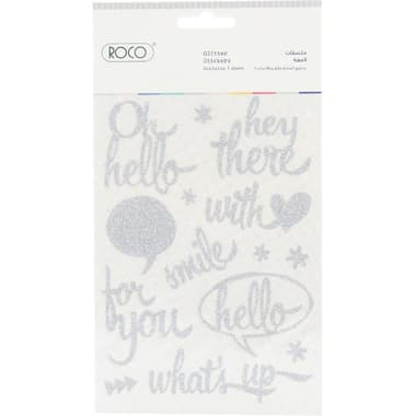 Roco Glitter Sticker
"Greetings", Silver