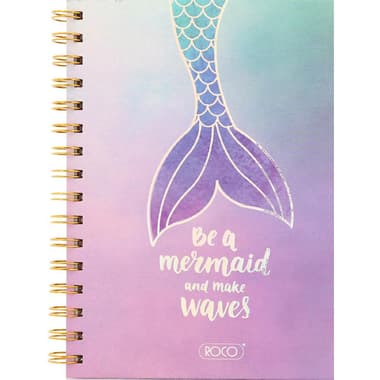 Roco Notebook
"Be a Mermaid and Make Waves", A5, 80 Sheets, Single Ruled (Arabic), Blue/Purple