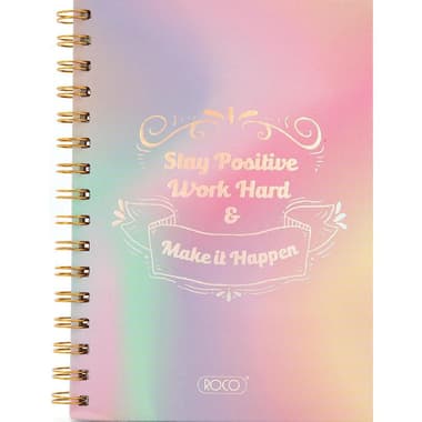 Roco Notebook
"Stay Positive, Work Hard & Make it Happen", A5, 80 Sheets, Single Ruled (Arabic), Pink