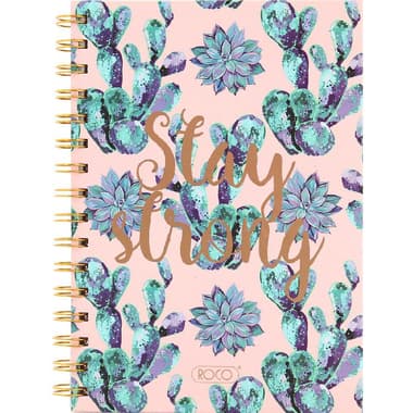 Roco Notebook
"Stay Strong" Floral & Cactus, A5, 80 Sheets, Single Ruled (Arabic), Pink/Green
