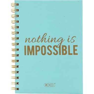 Roco Notebook
"Nothing is Impossible", A5, 80 Sheets, Single Ruled (Arabic), Blue/Gold
