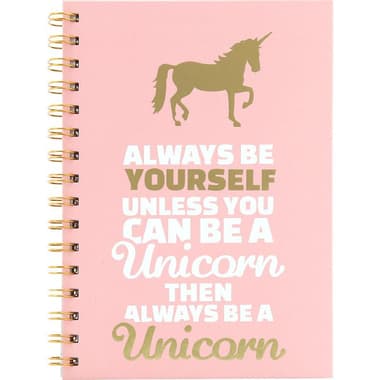 Roco Exercise Book
"Always Be Yourself Unless You Can Be a Unicorn Then Always Be a Unicorn", A5, 80 Sheets, Single Ruled (Arabic), Pink/Gold