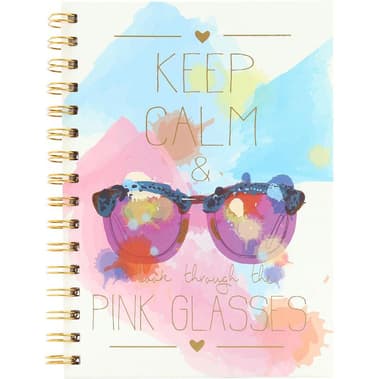 Roco Exercise Book
"Keep Calm & Look Through The Pink Glasses", A5, 80 Sheets, Single Ruled (Arabic), Blue/Pink