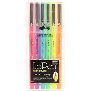 Marvy Uchida LePen Fineliner Pen
Flourescent Ink Color, 0.3 mm, Fine Tip, 6 Pieces