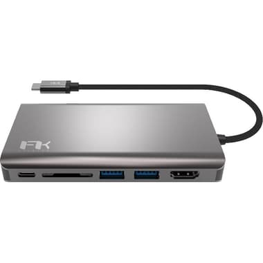 FeelTek C-Series 8-in-1 Multi-port Station
USB-C (3.1), 8 Port (RJ-45/2X USB-A/USB-C/SD Card/HDMI/VGA/Audio Output), Black/Grey