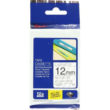 Brother TZe-131 Label Printer Tape
12 mm, Black/Clear