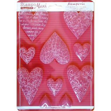 Stamperia Stampo Maxi
Mould, Textured Hearts, Clear